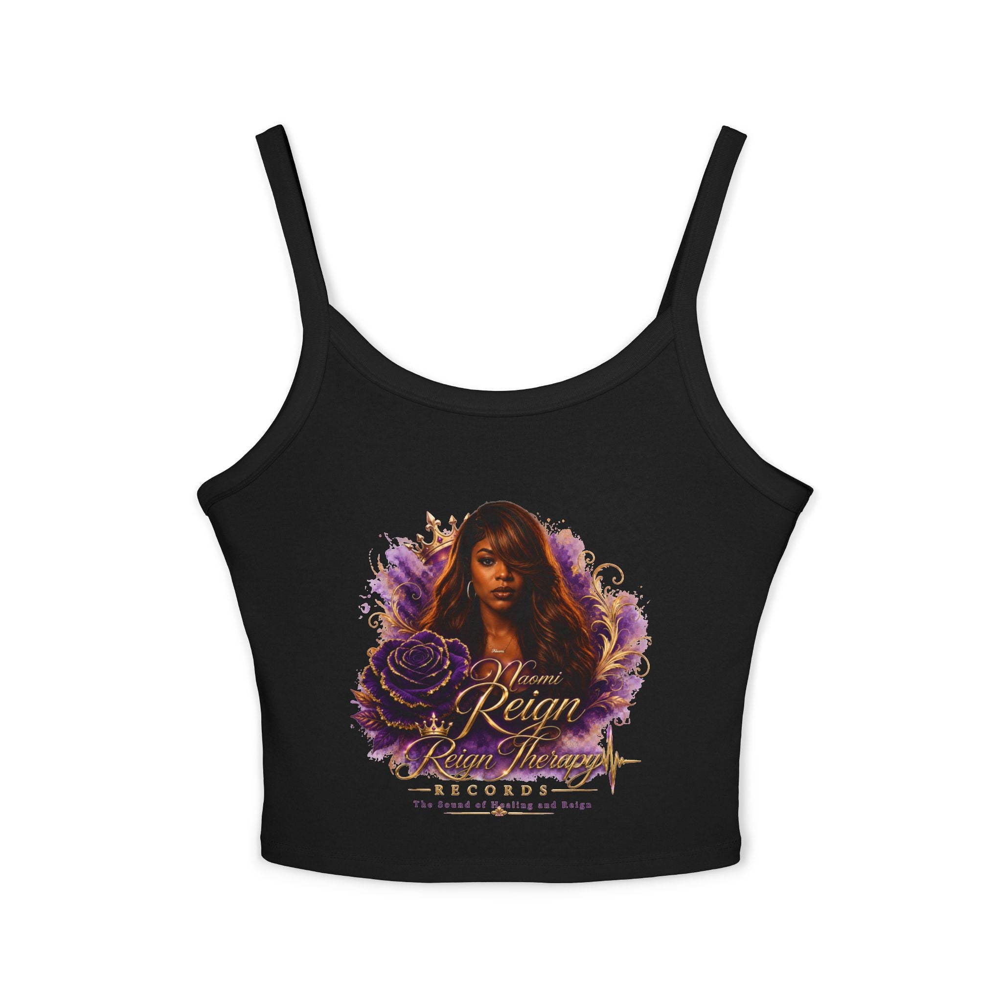 Women's Crop Tank Top - 'Reign' Floral Portrait Graphic