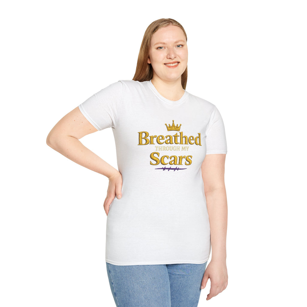 Breathed Through My Scars Graphic Tee — Inspirational Survivor T-Shirt