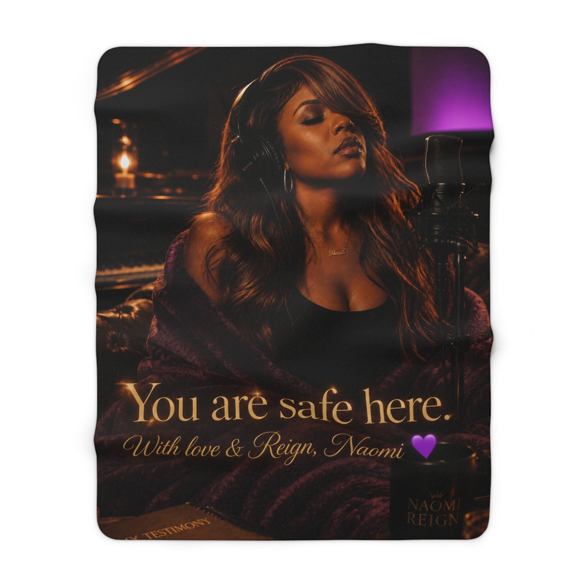 Sherpa Blanket — "You Are Safe Here" Cozy Personalized Throw with Portrait and Message