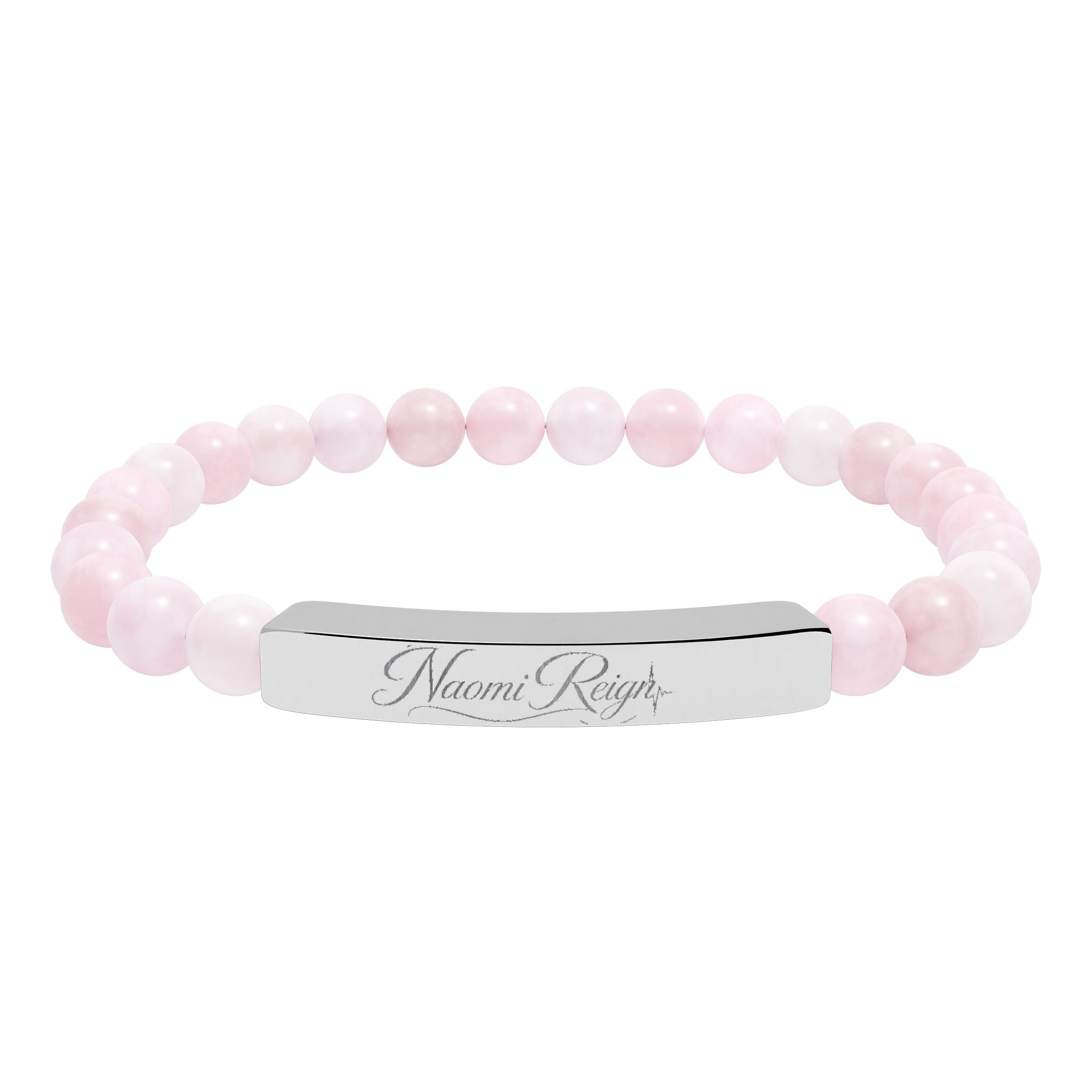 Engravable Natural Stone Stretch Bar Bracelet — Personalized Beaded Bracelet
