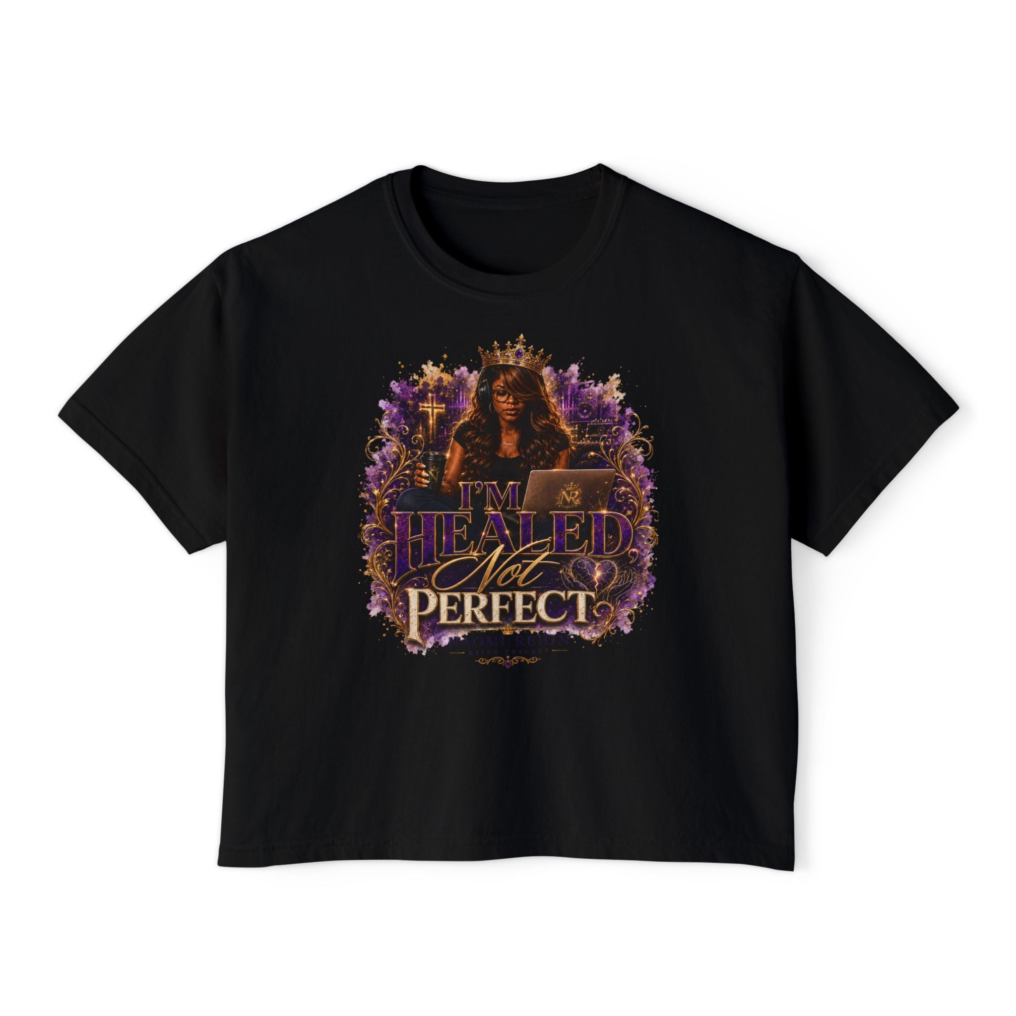 Healed Not Perfect Women's Boxy Tee — Spiritual Empowerment Graphic Shirt
