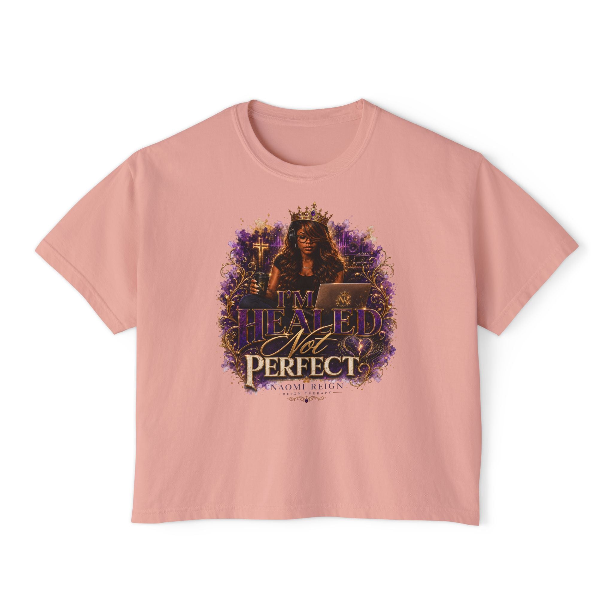 Healed Not Perfect Women's Boxy Tee — Spiritual Empowerment Graphic Shirt