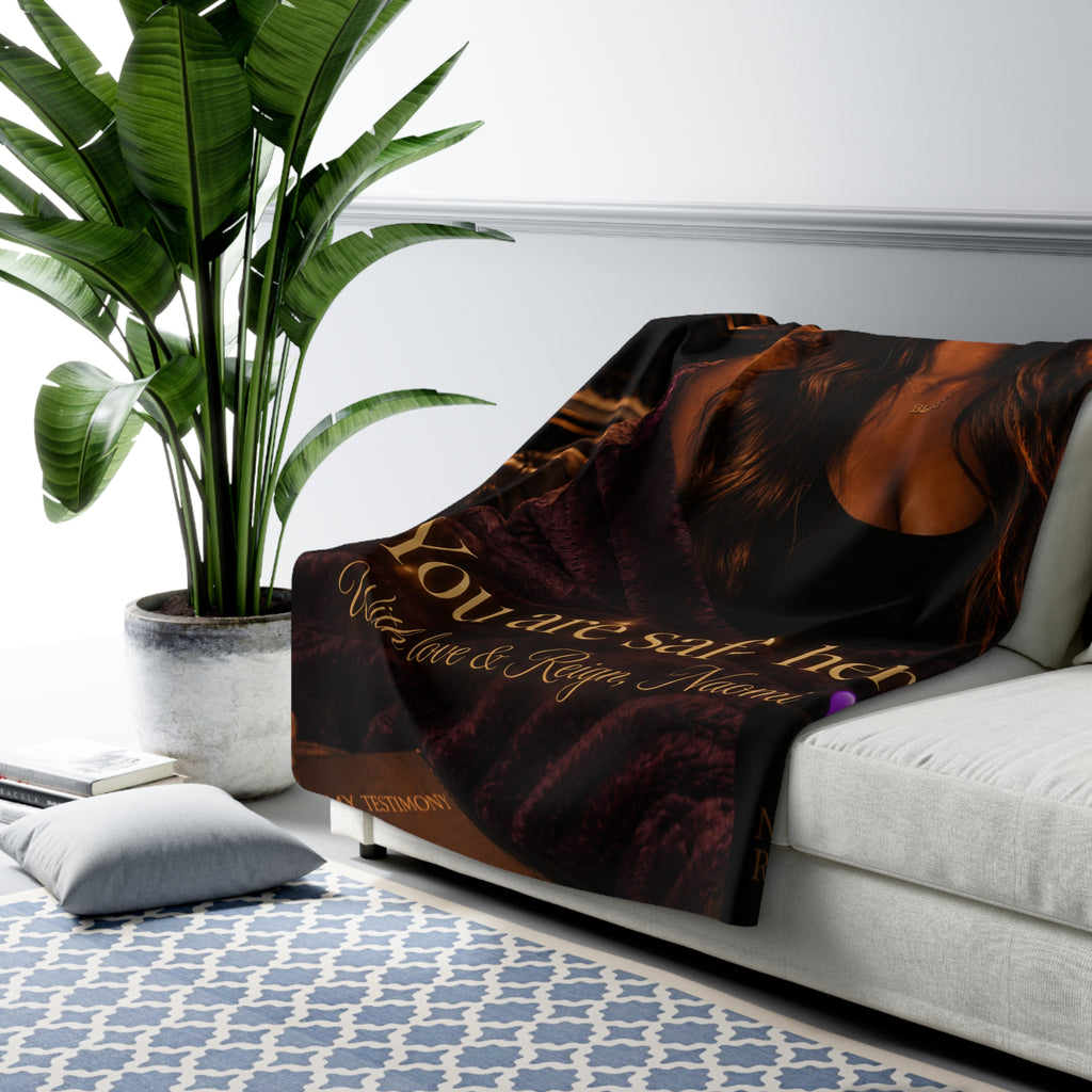 Sherpa Blanket — "You Are Safe Here" Cozy Personalized Throw with Portrait and Message