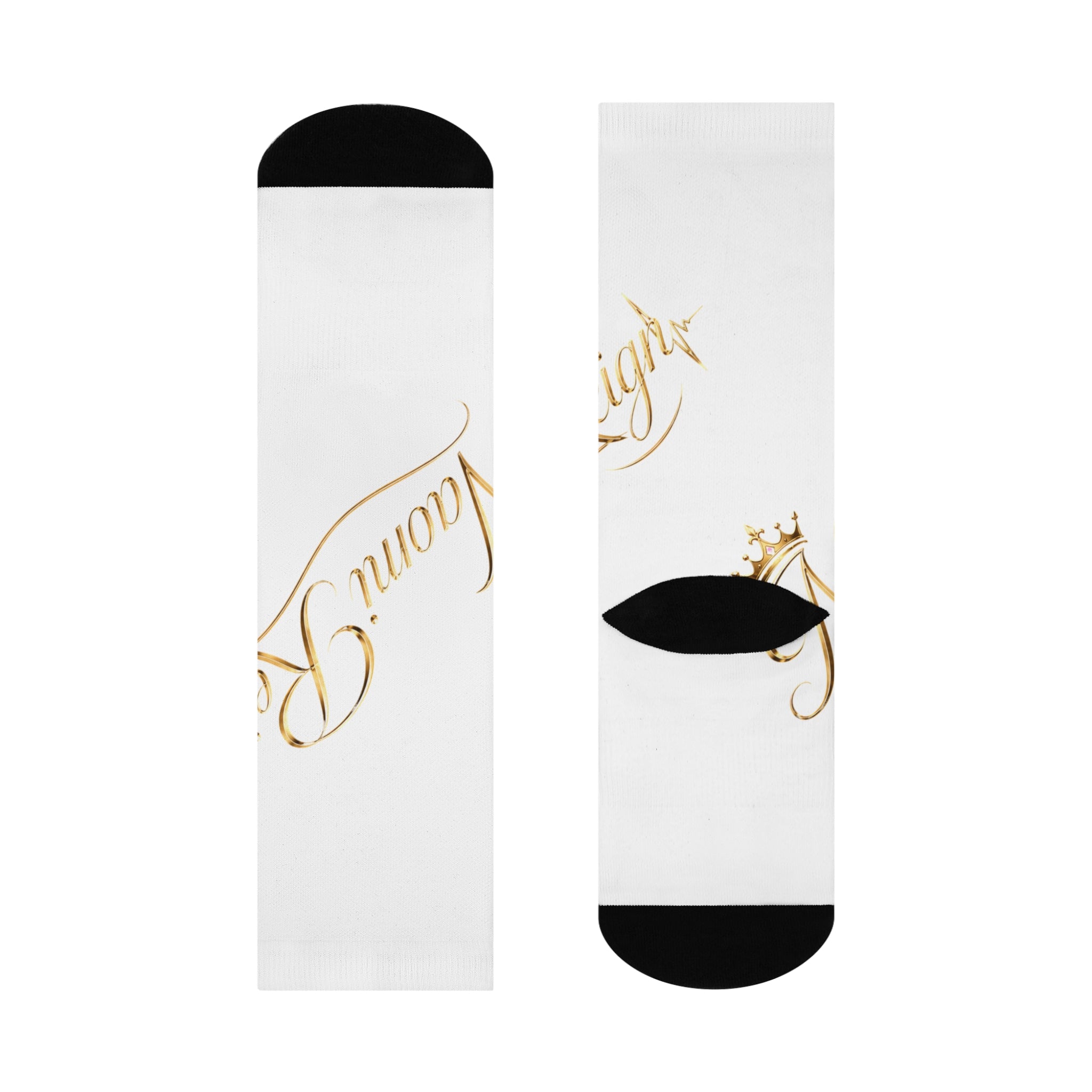 Cushioned Crew Socks – 'Not Perfect' Retro Music Portrait Graphic