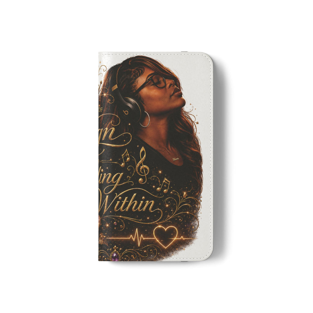 Phone Flip Case - "The Sound of Reign and Healing Within" Black Woman Music Design