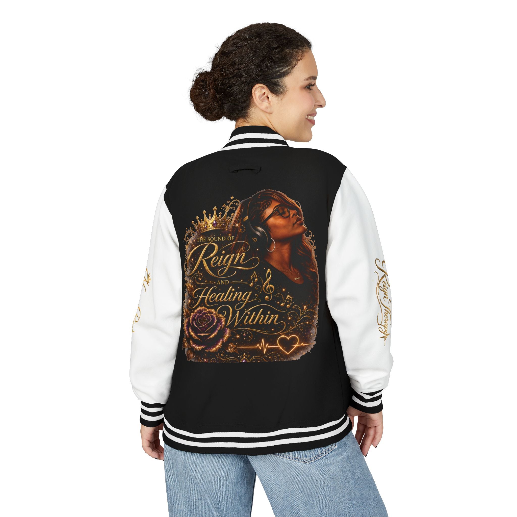 Letterman Jacket — "Reign & Healing Within" Vintage Script Varsity Jacket