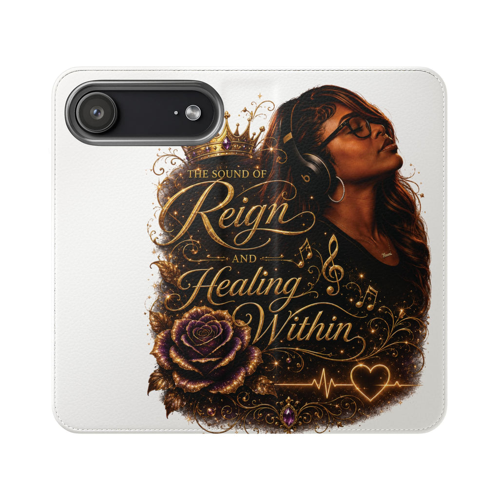 Phone Flip Case - "The Sound of Reign and Healing Within" Black Woman Music Design