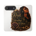 Phone Flip Case - "The Sound of Reign and Healing Within" Black Woman Music Design