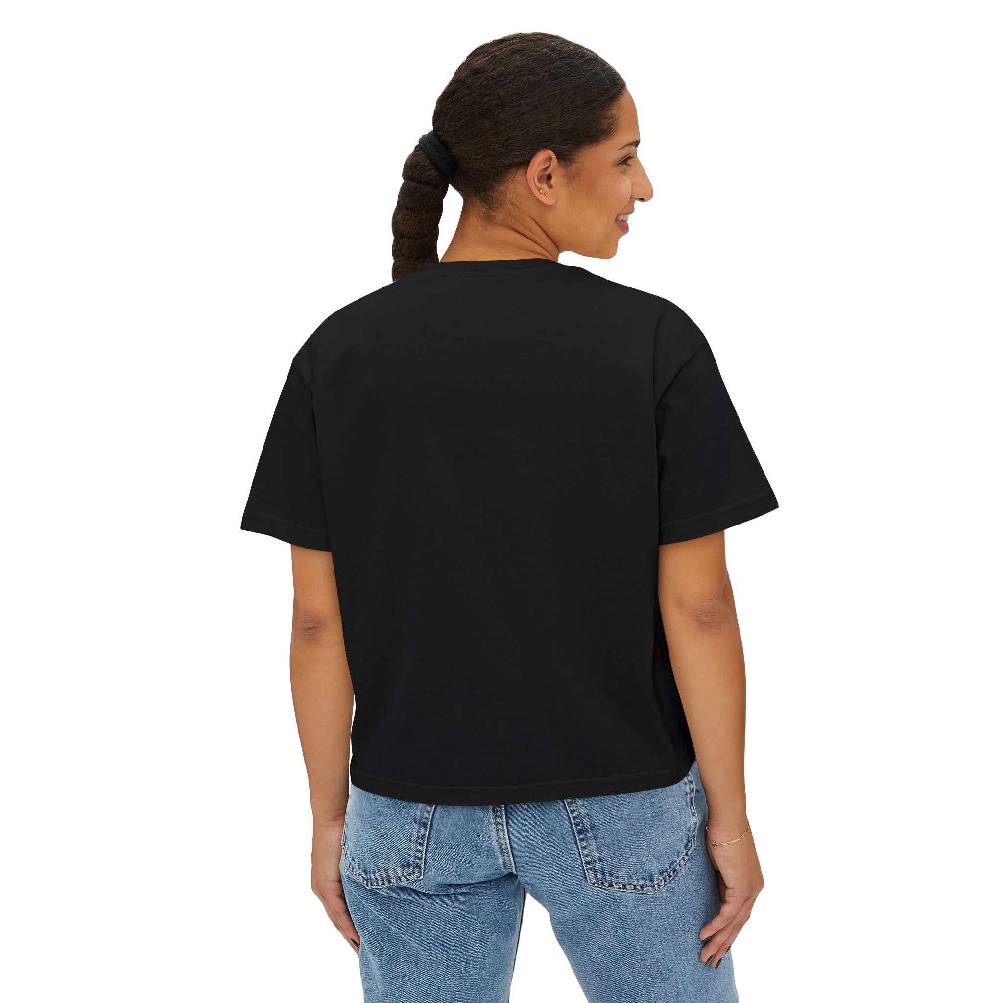 Boxy Tee — Inspirational Portrait 'Her Sound & Strength' Graphic
