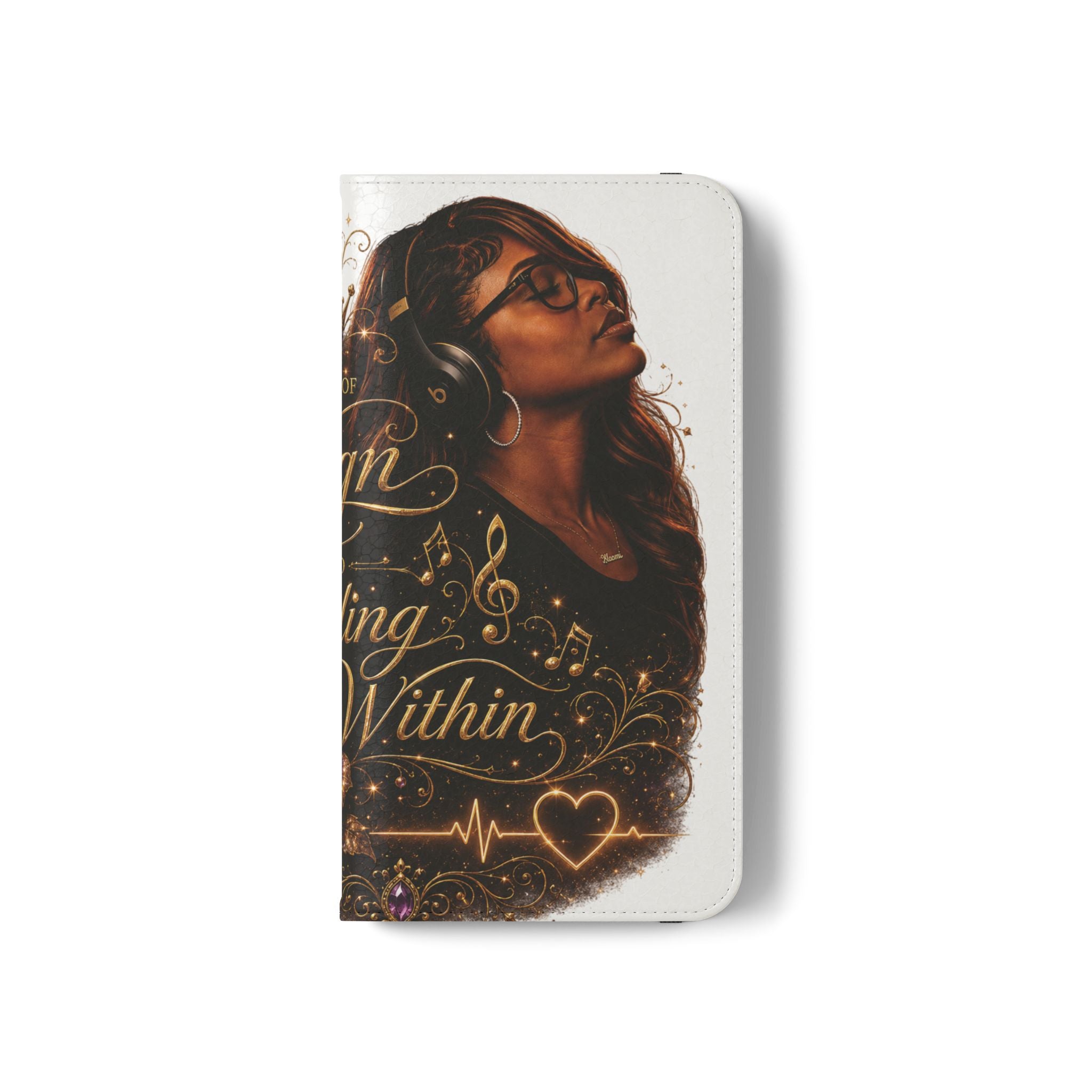 Phone Flip Case - "The Sound of Reign and Healing Within" Black Woman Music Design