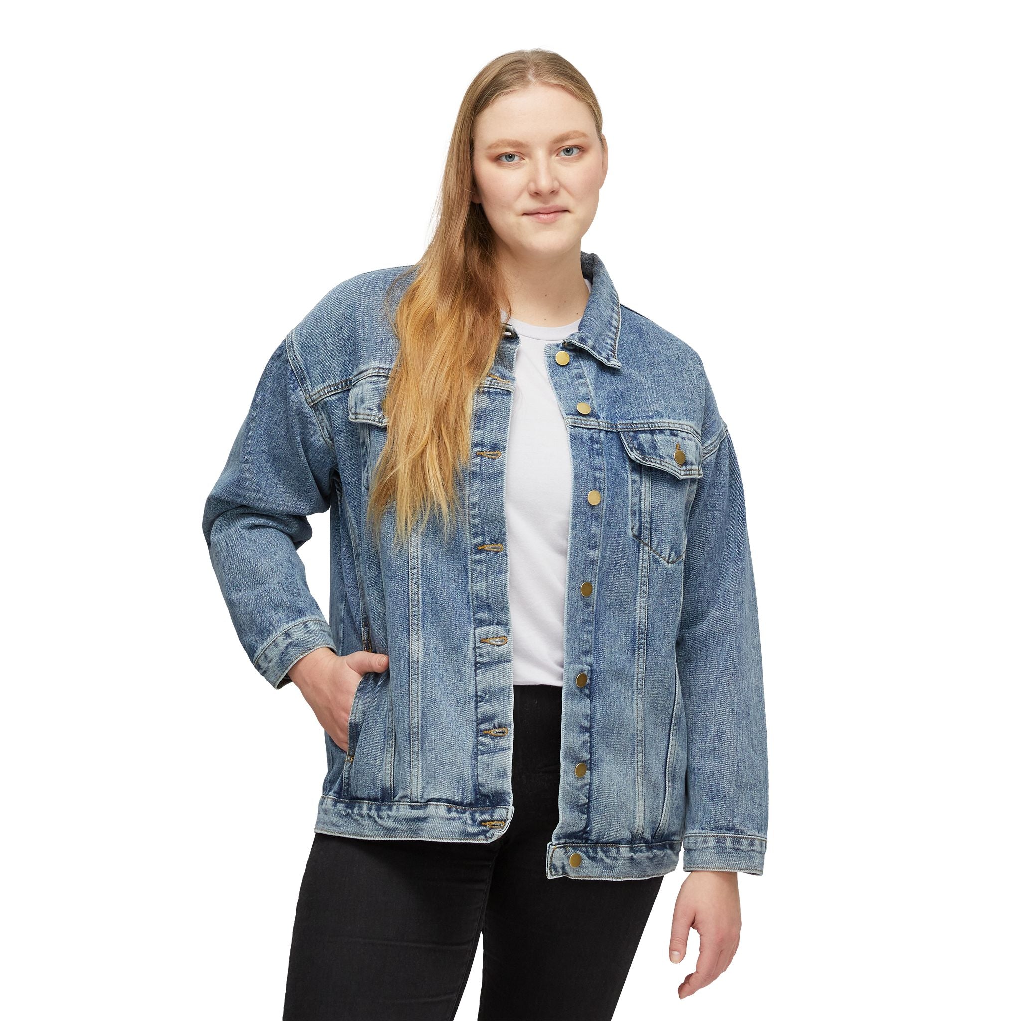 Women's Denim Jacket - 'Reign' Memorial Portrait Backprint Vintage Floral