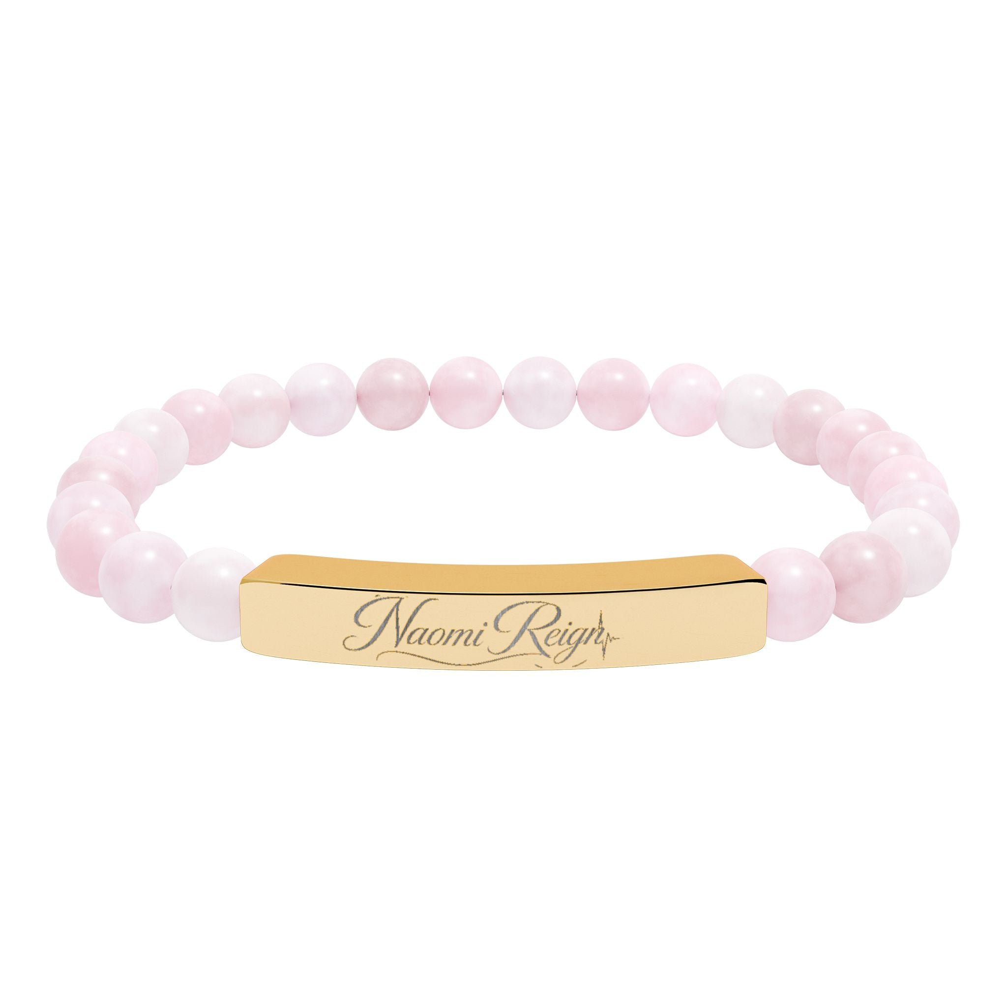 Engravable Natural Stone Stretch Bar Bracelet — Personalized Beaded Bracelet