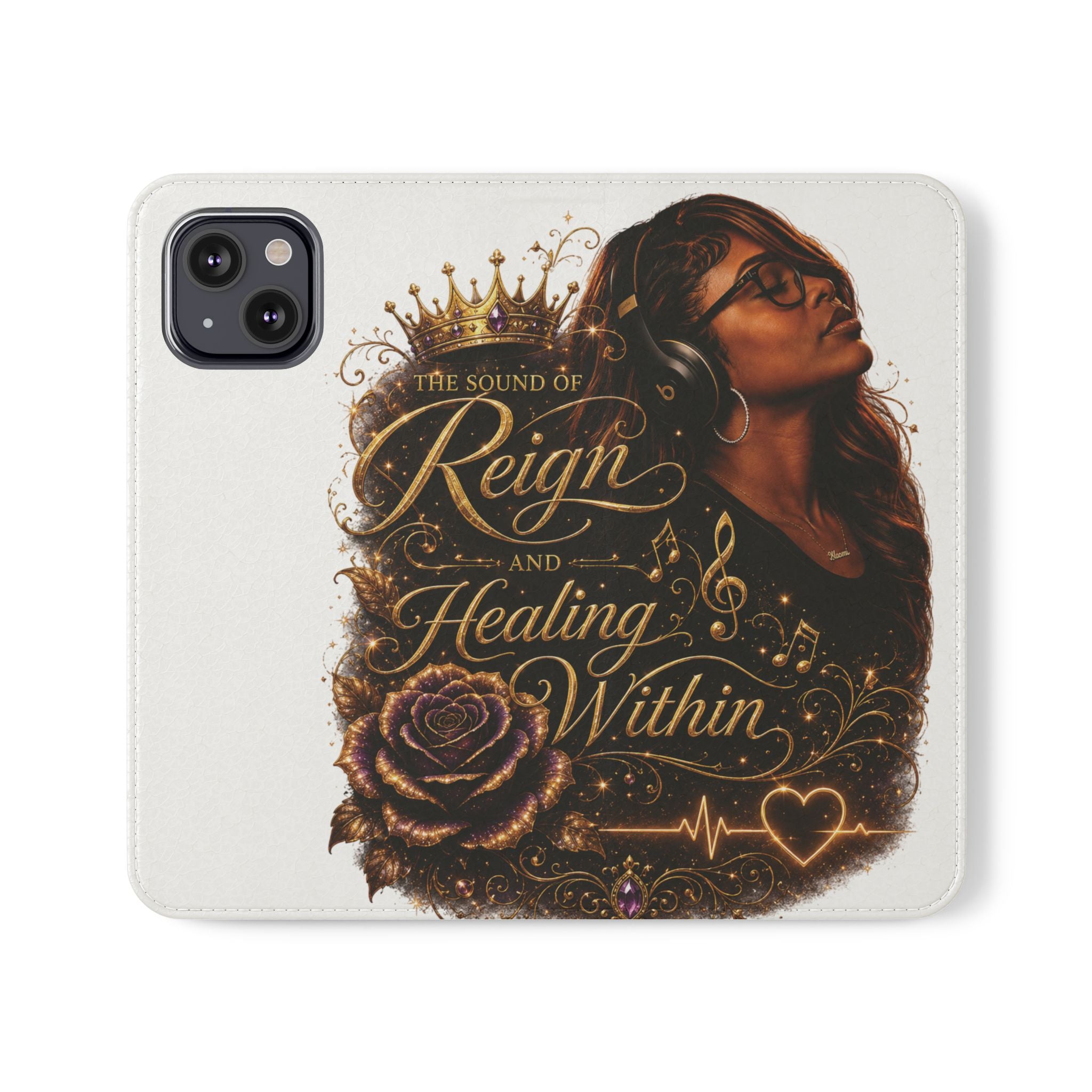 Phone Flip Case - "The Sound of Reign and Healing Within" Black Woman Music Design