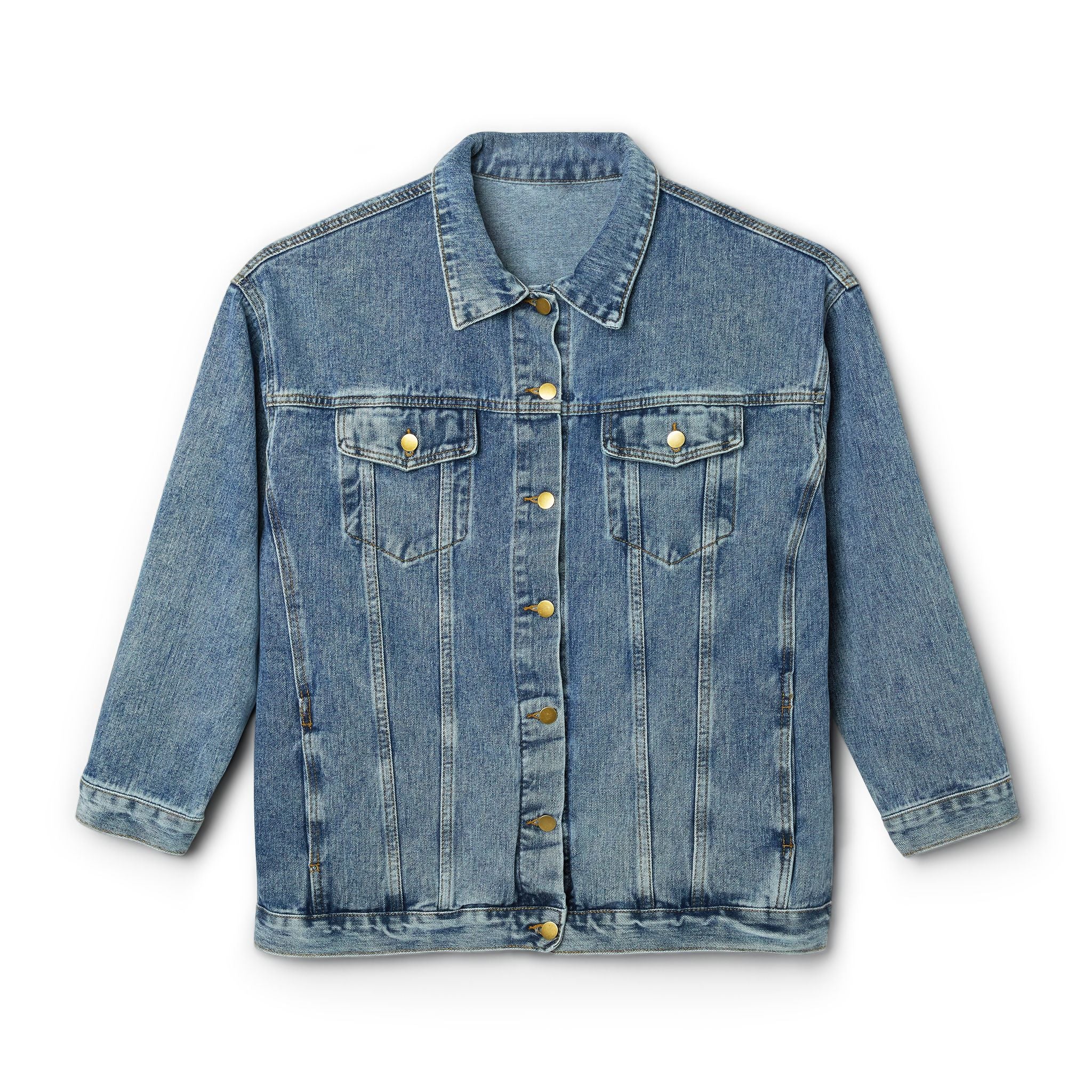Women's Denim Jacket - 'Reign' Memorial Portrait Backprint Vintage Floral