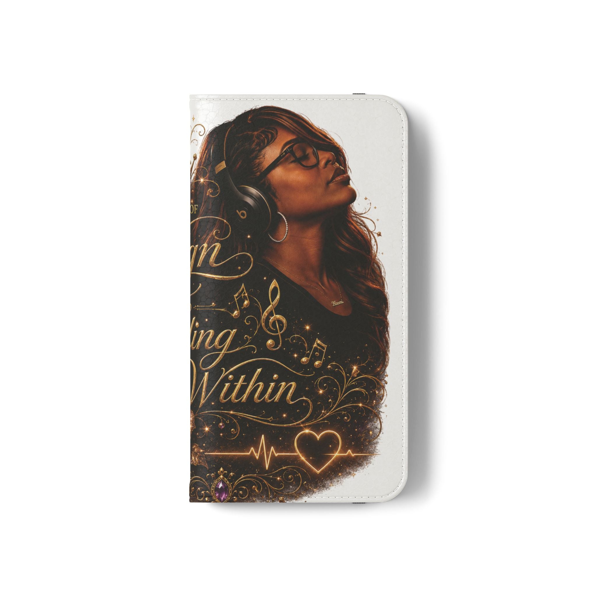 Phone Flip Case - "The Sound of Reign and Healing Within" Black Woman Music Design