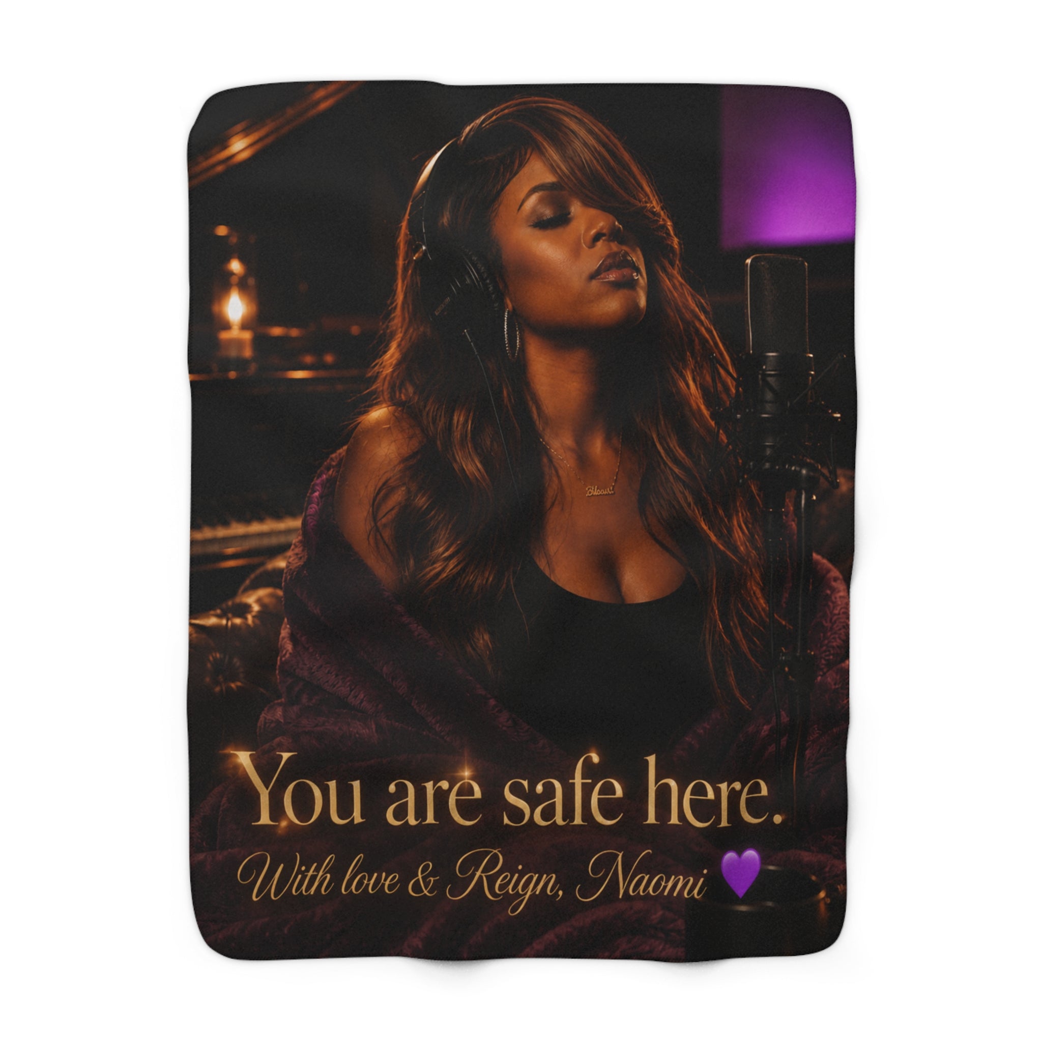 Sherpa Blanket — "You Are Safe Here" Cozy Personalized Throw with Portrait and Message