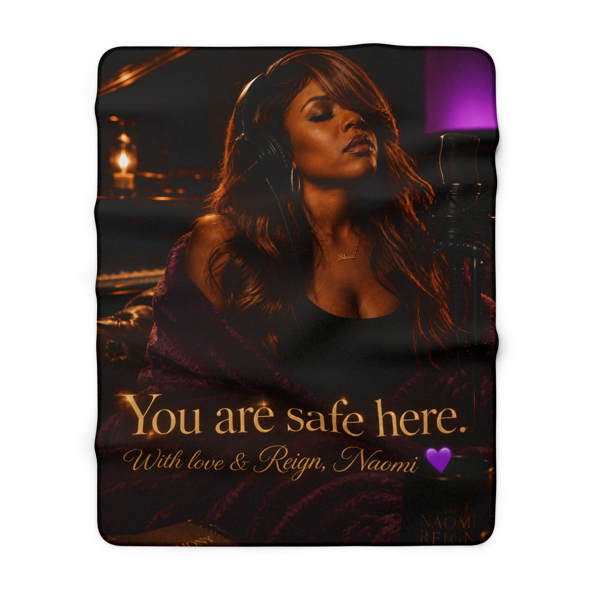 Sherpa Blanket — "You Are Safe Here" Cozy Personalized Throw with Portrait and Message