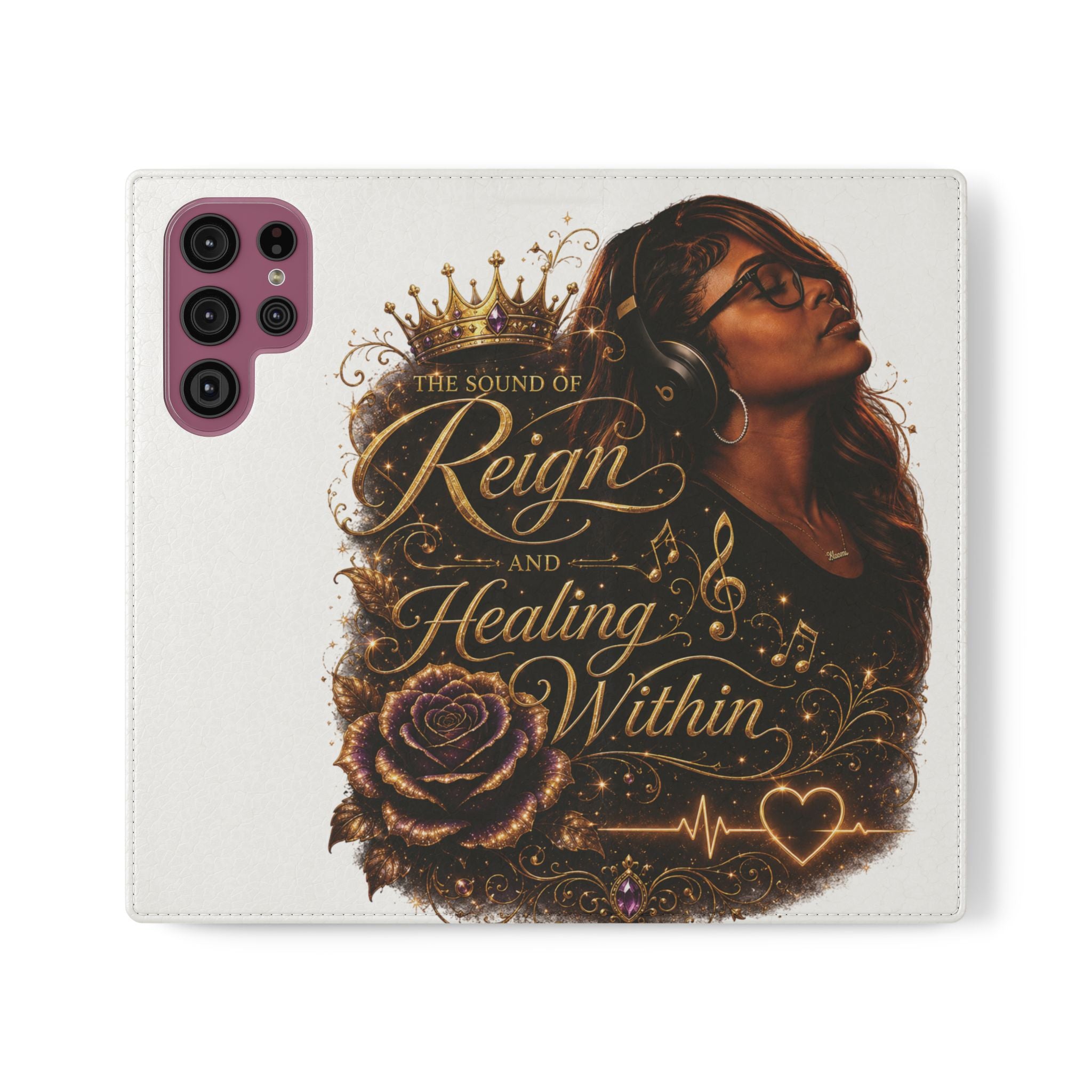 Phone Flip Case - "The Sound of Reign and Healing Within" Black Woman Music Design